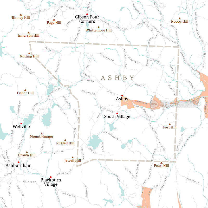 MA Middlesex Ashby矢量路线图